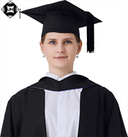 Bouchon de graduation en feutre noir de style britannique de haute qualité Mortarboard réglable pour les cérémonies scolaires et universitaires
