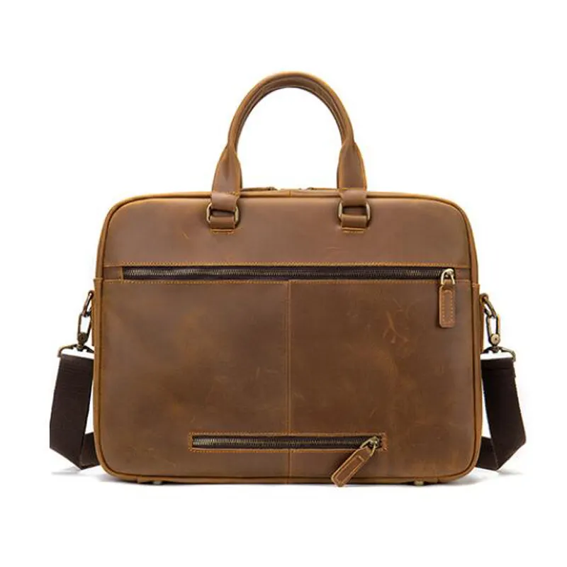 Crazy horse leather briefcase bag Men Genuine Handbags Man Vintage Laptop Bags For Leather Bag Briefcases for men