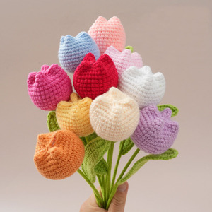ดอกไม้ทอแฮนด์เมดของขวัญวันวาเลนไทน์ครู2026ดอกทิวลิปถักโครเชต์ตกแต่งบ้าน - Product Image 2