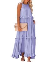 Europe et États-Unis Nouveau Style de vacances d'été Robe longue à bride Swing Robe de plage élégante Femme