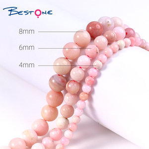 Bestone ลูกปัดธรรมชาติ4/6/8มม.,สำหรับทำเครื่องประดับ DIY งานฝีมือแฮนด์เมดลูกปัดโอปอลสีชมพูอ่อนรักษาลูกปัดหลวม - Product Image 5