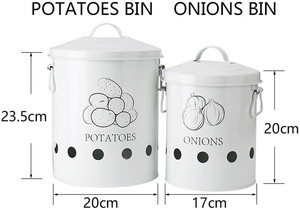 Kitchen Ceramic Canisters Set of 2 Antique Cream Vintage <strong>Potato</strong> Onion Kitchen Storage Canisters Jars Pots <strong>Containers</strong> 2 Pack Set - Product Image 4