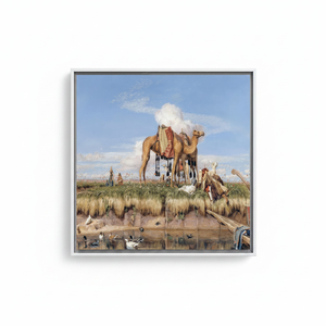 Oriental Camel Caravan Canvas Print: Rustic Desert Art,WHITE <b>FRAMED</b> CANVAS - Product Image 2