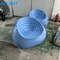 Fauteuil de salon moderne en fibre de verre à motif vague, chaise d'appoint spirale créative, canapé individuel Vortex pour décoration extérieure de jardin