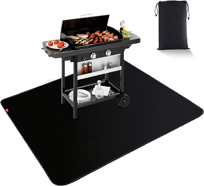 BBQ Floor Rug Deck Protector Mat Fireplace Mats Fire Pit Pad Fire Resistant Water Resistant Oil Proof Reusable Outdoor Grill Mat