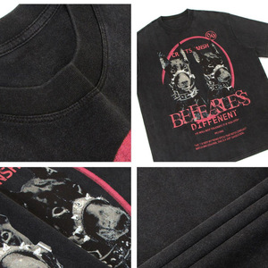 <span class=keywords><strong>T</strong></span>-Shirt Oversize OEM ODM per Uomo e Donna, in Cotone Lavato, Stile Vintage Retrò con Stampa Grafica, Streetwear Y2K Hip Hop Casual <span class=keywords><strong>Punk</strong></span> - Product Image 3