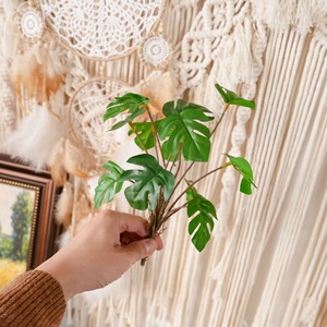 Plante Artificielle CallaFloral Mini Monstera 12 Têtes en Tissu Huilé Durable Décoration de Mariage Artisanat Style INS - Product Image 1