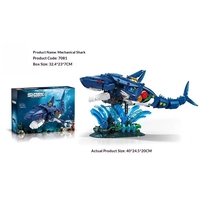 DK 7081 2026 Nuevo Tiburón con Soporte de Exhibición, Animal Marino con Función de Enlace, Regalo para Adultos y Niños, 1096 Piezas, Juego de Bloques de Construcción