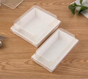 Boîtes en papier d'emballage de <span class=keywords><strong>boulangerie</strong></span> pâtisserie blanche personnalisée pour dessert Boîte à biscuits transparente pour sandwich à gâteau avec couvercle en fenêtre en PVC transparent - Product Image 5