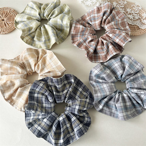 ยางรัด<span class=keywords><strong>ผม</strong></span>ลายสก็อต<span class=keywords><strong>ย้อน</strong></span><span class=keywords><strong>ยุค</strong></span>ขนาดใหญ่แบบขายส่ง สไตล์หวาน ผ้าคอตตอนเนื้อนุ่ม สำหรับผู้หญิง - Product Image 1