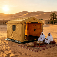 Tente de glamping gonflable avec poche de rangement pour poêle ignifuge, tapis de sol et porte double couche pour le jardin et le camping
