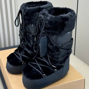 Bottes de neige chaudes à semelles épaisses pour hommes, nouvelle collection automne-hiver, fourrure cousue, bottes en coton véritable, confortables et chaudes - Product Image 3