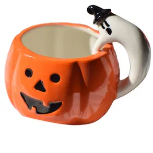 2021 Neuankömmlinge niedlichen Kürbis becher 3d Halloween-Becher lustige Keramik kaffeetassen Milch wasser becher Geschenk für Kinder