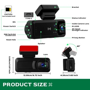 <span class=keywords><strong>Cam</strong></span>éra embarquée Podofo 4G LTE double canal avec communication bidirectionnelle, DVR, GPS, visualisation en direct à distance, vision nocturne, enregistreur vidéo de voiture OEM & ODM - Product Image 4