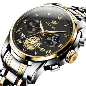 OLEVS 2859 Business Chronograph Watches Mens Full Stainless Steel Quartz Watch For Men Wrist Watch Fashion Luminous Man Clock