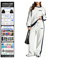Ensembles de tenues d'hiver pour femmes, ensembles de sport personnalisés, sweat-shirt à col rond surdimensionné en polaire chaud à manches longues et pantalon de survêtement pour femmes