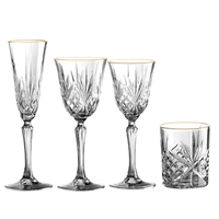 Service de verrerie en cristal BLAIS à bord doré, 201-300 ml, coupe diamant vintage, pour verres à vin élégants pour hôtels et réceptions de mariage