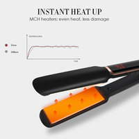 Lisseur à cheveux en titane à plaques larges LED électrique à marque privée pour usage hôtelier et domestique