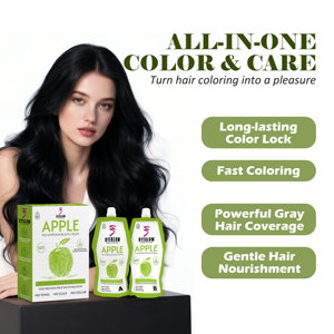 Crema Colorante per Capelli Apple Dyeglow 500ml*2, Professionale 2 in 1, Organica, <span class=keywords><strong>Colorazione</strong></span> Rapida in 5 Minuti, Colore Nero <span class=keywords><strong>con</strong></span> Profumo Gradevole - Product Image 1