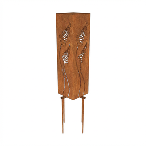 Minimalist <b>Cube</b> Corten Steel <b>Light</b> Box Outdoor Geometric Garden Lamp Rusty Metal - Product Image 3