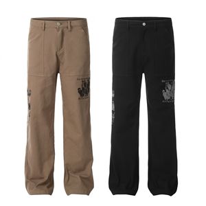 Latest Design Casual Mid Waist Straight Breathable Cotton Plus Size <b>Wide</b> <b>Leg</b> Baggy Men <b>Cargo</b> Pants - Product Image 5