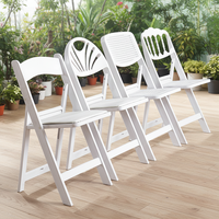Chaise Napoléon pliante en plastique PP blanc, empilable, pour jardin, mariage, banquet, avec coussins – Mobilier d'extérieur économique