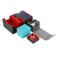MIO Wholesale 400+ Boîte de rangement en cuir PU et velours pour jeux de cartes TCG/cartes flash PKM et jeux de société avec compartiment de rangement pour dés
