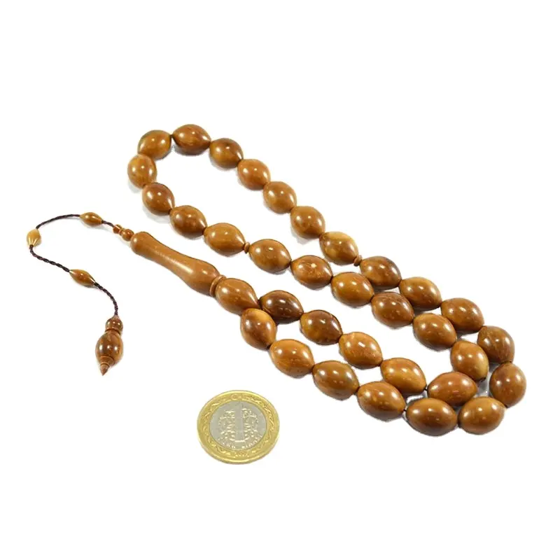 Commercio all'ingrosso della fabbrica di originale religioso musulmano ovale perline di legno di preghiera del rosario tasbih