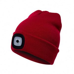 Rechargeable LED <b>Beanie</b> <b>Hat</b> with 4 Bright <b>Lights</b> and USB Charging, Warm Knitted Headlamp Cap for Outdoor Gifts - Product Image 4