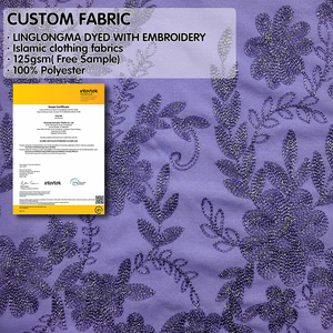 Tessuto Ricamato Tinto Personalizzato Linglongma 125g 100% Poliestere Traspirante Lussuoso Tessuto Intrecciato per Abbigliamento Femminile Islamico - Product Image 1