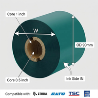 Cinta de Transferencia Térmica de Resina de Cera Verde TTR, Cinta de Color para Impresora Térmica de Códigos de Barras, Cinta de Cera, Cinta de Resina, Cintas de Cera y Resina