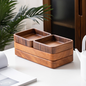 Wooden <b>Storage</b> <b>Tray</b> Rectangle 2 Compartment Desktop Organizer For Tea Coffee Cosmetic Fruit Serving - Product Image 1