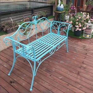 <span class=keywords><strong>Banc</strong></span> de jardin en métal blanc orné, style <span class=keywords><strong>vintage</strong></span>, en <span class=keywords><strong>fer</strong></span> <span class=keywords><strong>forgé</strong></span>, pour patio, cour et véranda, assise confortable - Product Image 3