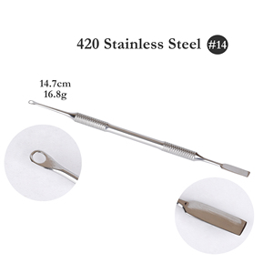 Nettoyeur d'ongles professionnel en acier inoxydable SS420 poussoir d'ongles de cuticule <span class=keywords><strong>2</strong></span> en 1 dissolvant de cuticules - Product Image 5