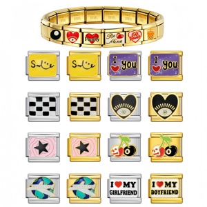 Wholesale Italian Charm Link Golden Cute Cartoon Italian Charm Bracelet Stainless Steel Bracelet Fashion Jewelry Mother Day Gift - Product Image 1