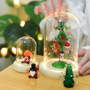 Nouvelle dôme en verre pour <span class=keywords><strong>sapin</strong></span> de Noël avec lumières, décoration de table de Noël pour la maison, artisanat en verre - Product Image 4