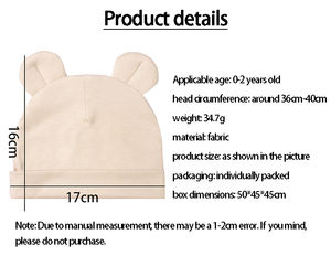 <span class=keywords><strong>Bonnet</strong></span> personnalisé super doux à double couche tricoté avec oreilles d'ours pour les nourrissons Casquette quatre saisons pour bébés garçons et filles - Product Image 5