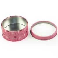 Boîtes à gâteaux en étain roses mignonnes pour enfants avec fenêtres en PVC, petites boîtes rondes vides en étain pour bonbons, lait et chewing-gum