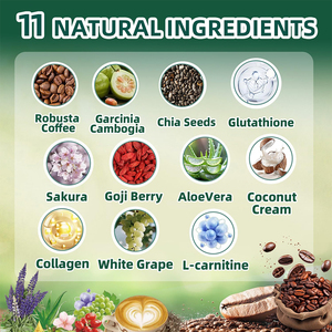 OEM/ODM Ingredientes herbales naturales para una piel suave, eliminan arrugas, apoyan la energía, glutatión, colágeno, café con chia - Product Image 6