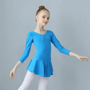 C2127 discount long sleeve kid ballet dance skirted leotard leotard dresses children wholesale ballet skirted leotard for dance