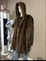 2024 nouveaux hommes vison fourrure veste à manches longues hommes vison fourrure à capuche manteau avec fermeture éclair