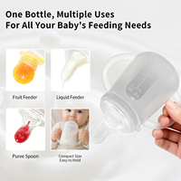 Cuillère d'alimentation pour bébé en silicone personnalisable sans BPA, corps droit, biberon à large ouverture, débit variable, sans poignée, 0-12 mois
