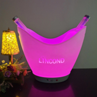Personnalisé bateau forme Led de luxe clignotant vin vodka whisky seaux à champagne acrylique 8L en plastique LED seau à glace pour Bar parti