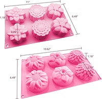 UNIMOULD 1 Stück Silikon-Seifenform mit 6 Mulden in Blumenform, umweltfreundlich, antihaftbeschichtet, für Seife, Schokolade, Kerzen (8,66 x 7,87 x 1,18 Zoll)