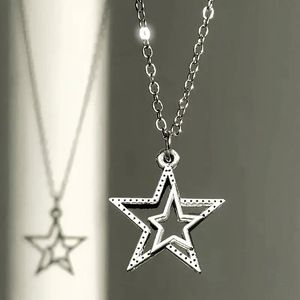 Collier pendentif étoile XL1095, chaîne en argent 925, unisexe, à porter tous les jours, bijoux fins - Product Image 1