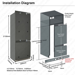 Refrigerador Empotrado ZUNGUI 452L de Doble Puerta, 304, Sin Escarcha, Clase A, Certificado CE, con Dispensador de Agua y Máquina de Hielo - Product Image 6