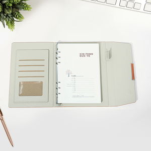 Tùy biến với chủ bút lỏng PU Bìa máy tính xách tay Nhật ký máy tính xách tay 6 Vòng Kim Loại Clip ràng buộc da Bìa máy tính xách tay - Product Image 5