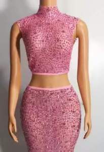Ocstrade produits les plus populaires pour 2023 haut court sans manches à paillettes et mini jupe sexy 2 pièces ensemble robe de soirée - Product Image 4