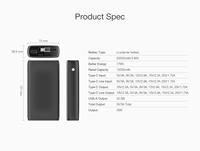 Batterie externe haute capacité 20000mAh, chargeur rapide bidirectionnel 35W, câble rétractable breveté USB-C USB, charge de 3 appareils, écran LCD caché