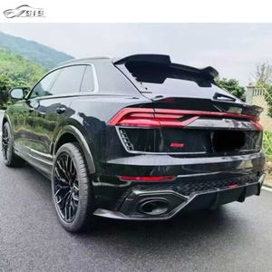 Nouveau Kit de carrosserie de pare-chocs en Fiber de carbone de Style RSQ8 2020 + <span class=keywords><strong>ABT</strong></span> avec diffuseur de lèvre de tuyau d'échappement sur le couteau à air de garde-boue pour RSQ8 - Product Image 5